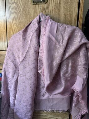 Pink double sided louis vuitton scarf